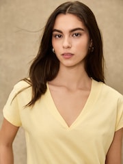 Fluro Yellow V-Neck Cap Sleeve T-Shirt - Image 2 of 7