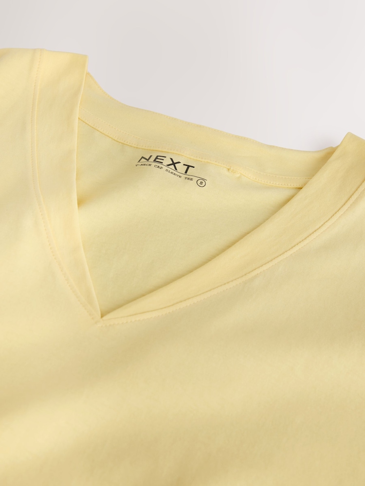 Fluro Yellow V-Neck Cap Sleeve T-Shirt - Image 7 of 7