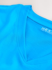 Albastru deschis - V-Neck Cap Sleeve T-Shirt - Imaginea 7 din 8