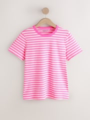 Pink Stripe Graphic Essential Pure Cotton Short Sleeve Crew Neck T-Shirt 3 Pack - Image 3 of 10