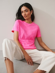 Pink Stripe Graphic Essential Pure Cotton Short Sleeve Crew Neck T-Shirt 3 Pack - Image 8 of 10