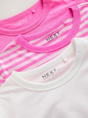 Pink Stripe Graphic Essential Pure Cotton Short Sleeve Crew Neck T-Shirt 3 Pack - Image 9 of 10