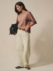 Rust/ Neutral/Yellow/Green/Red - Чыканак узундугуна ээ, эркин бокс формасындагы футболка 5 топтому - 13ичинен 10 сүрөт