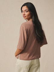 Rust/ Neutral/Yellow/Green/Red - Чыканак узундугуна ээ, эркин бокс формасындагы футболка 5 топтому - 13ичинен 12 сүрөт