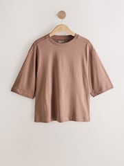 Rust/ Neutral/Yellow/Green/Red - Чыканак узундугуна ээ, эркин бокс формасындагы футболка 5 топтому - 13ичинен 2 сүрөт