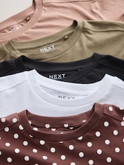 Rust/ Neutral/Yellow/Green/Red - Чыканак узундугуна ээ, эркин бокс формасындагы футболка 5 топтому - 13ичинен 7 сүрөт