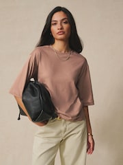 Rust/ Neutral/Yellow/Green/Red - Чыканак узундугуна ээ, эркин бокс формасындагы футболка 5 топтому - 13ичинен 9 сүрөт