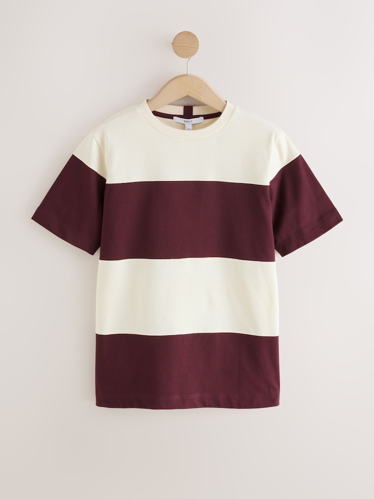 Black/Ecru Stripe Heavyweight Short Sleeve Crew Neck T-Shirt - Image 1 of 3