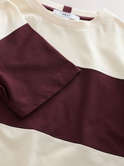 Burgundy Red/Ecru Stripe Heavyweight Short Sleeve Crew Neck T-Shirt - Image 6 of 7