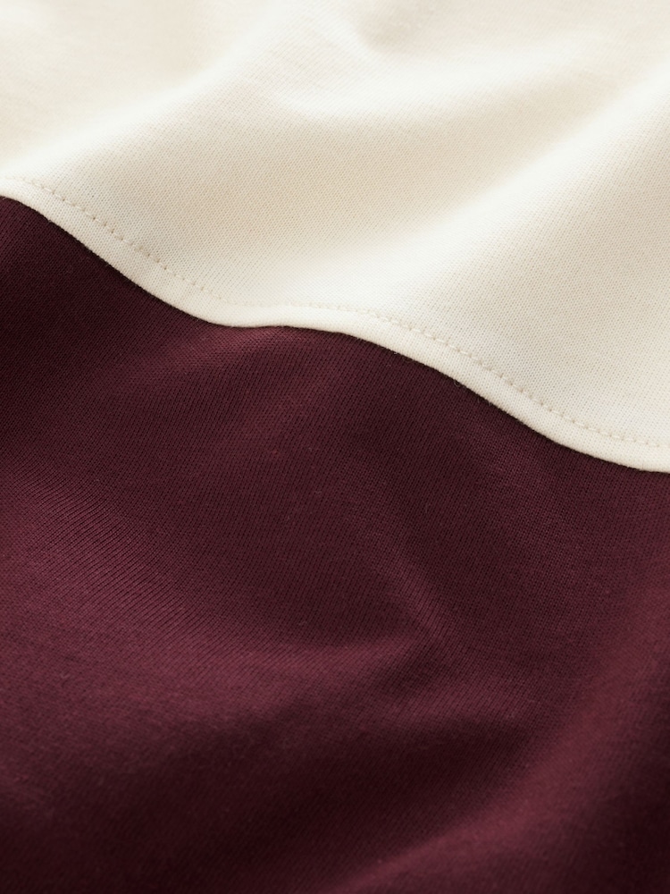 Burgundy Red/Ecru Stripe Heavyweight Short Sleeve Crew Neck T-Shirt - Image 7 of 7