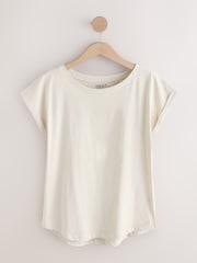 Beige Cap Sleeve T-Shirt - Image 4 of 6
