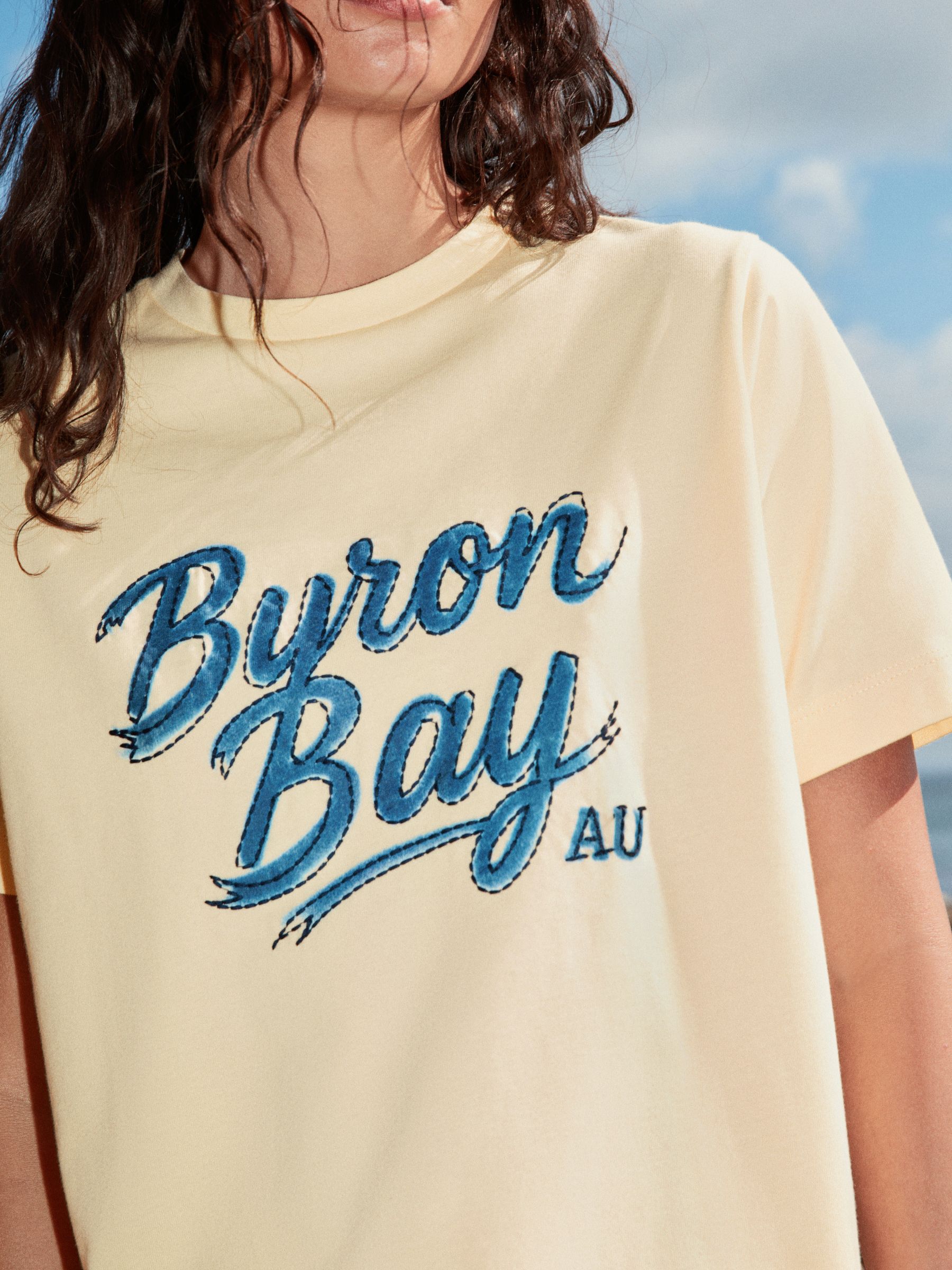 Buy Butter Yellow Graphic Short Sleeve Crew Neck Heavyweight T