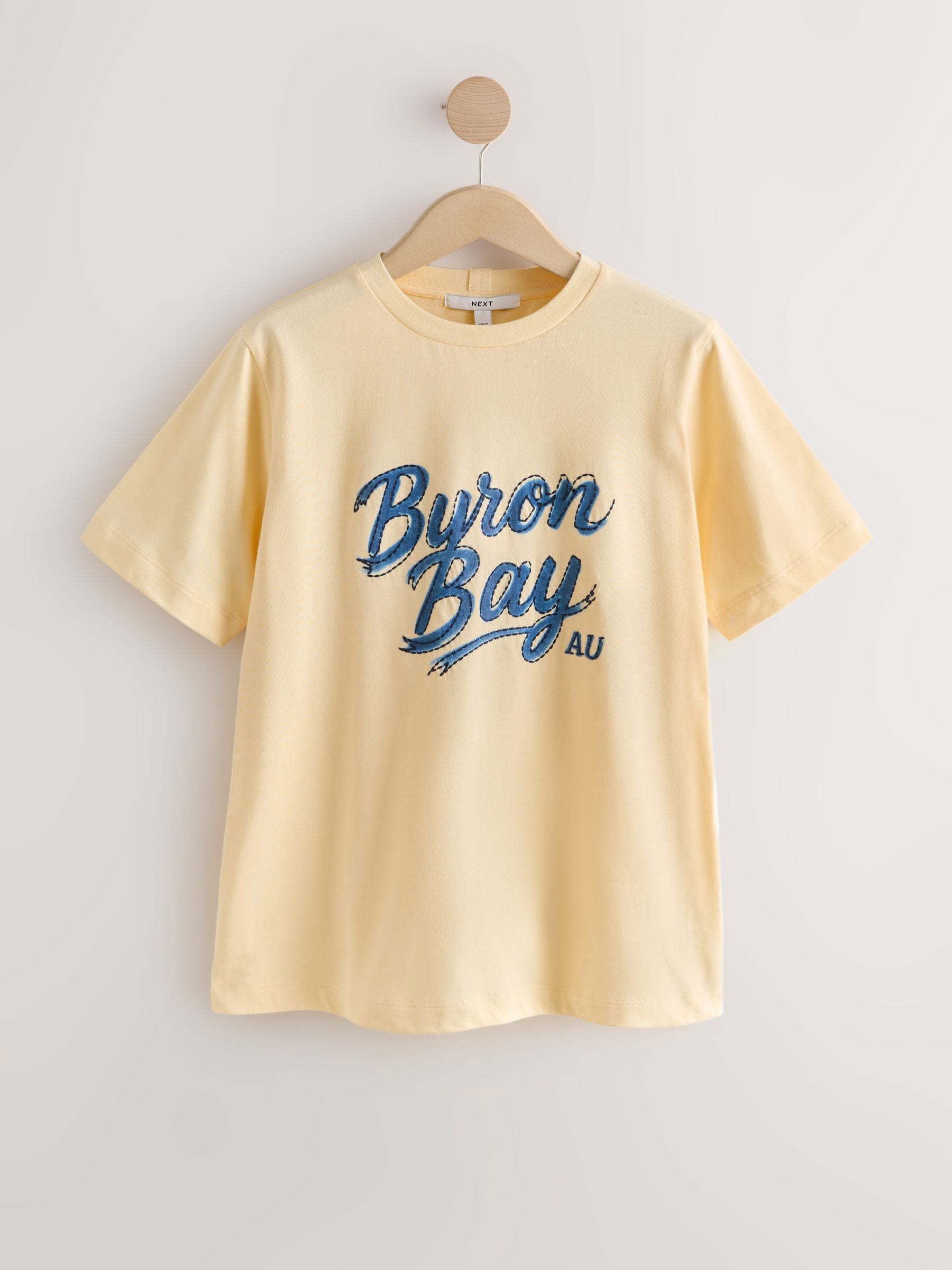 Buy Butter Yellow Graphic Short Sleeve Crew Neck Heavyweight T