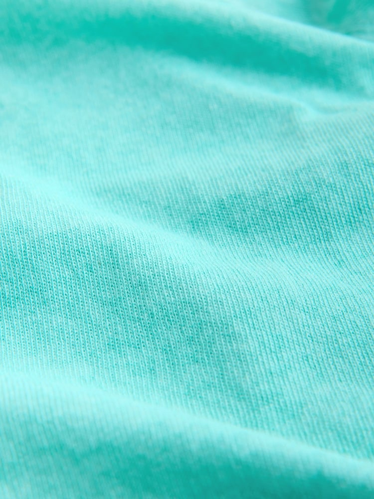 Aqua Blue Raw Seam Detail Short Capped Sleeve T-Shirt - Image 6 of 6