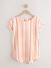 Cream/Pink/Orange Stripe - تي شيرت كم كاب - صورة 1 من 3