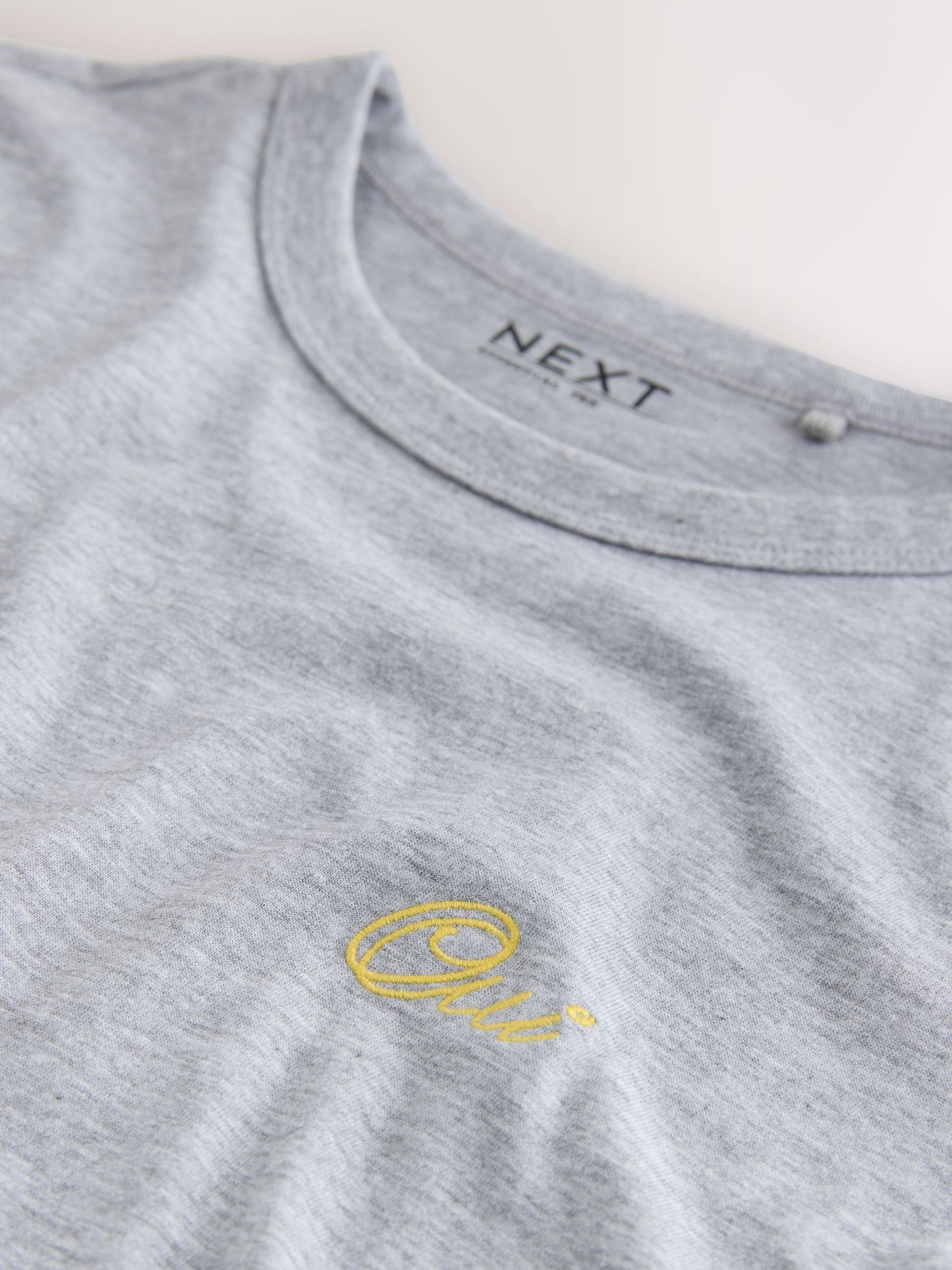 Buy Grey French Graphic Essential Short Sleeve Crew Neck T-Shirt