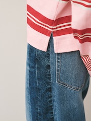 Pink/Red Stripe Collared Long Sleeve Rugby Top - Image 4 of 7