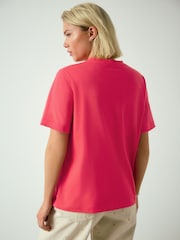 وردي - تيشرت بحافة رقبة مستديرة ثقيل بكم قصير - صورة 3 من 7