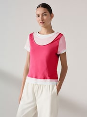 Rosa - Mock Layer Short Sleeve Crew Neck T-Shirt - Bild 1 von 6