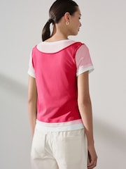 Rosa - Mock Layer Short Sleeve Crew Neck T-Shirt - Bild 2 von 6