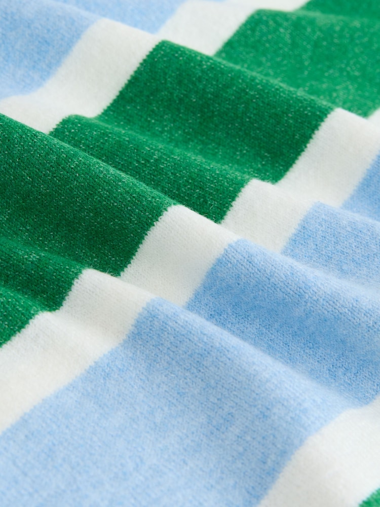 Green/Blue Stripe Supersoft Short Sleeve Knitted Mini Polo Dress - Image 6 of 6