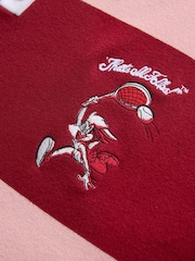 Pink/Burgundy Stripe Looney Tunes Long Sleeve Polo Jumper - Image 7 of 8