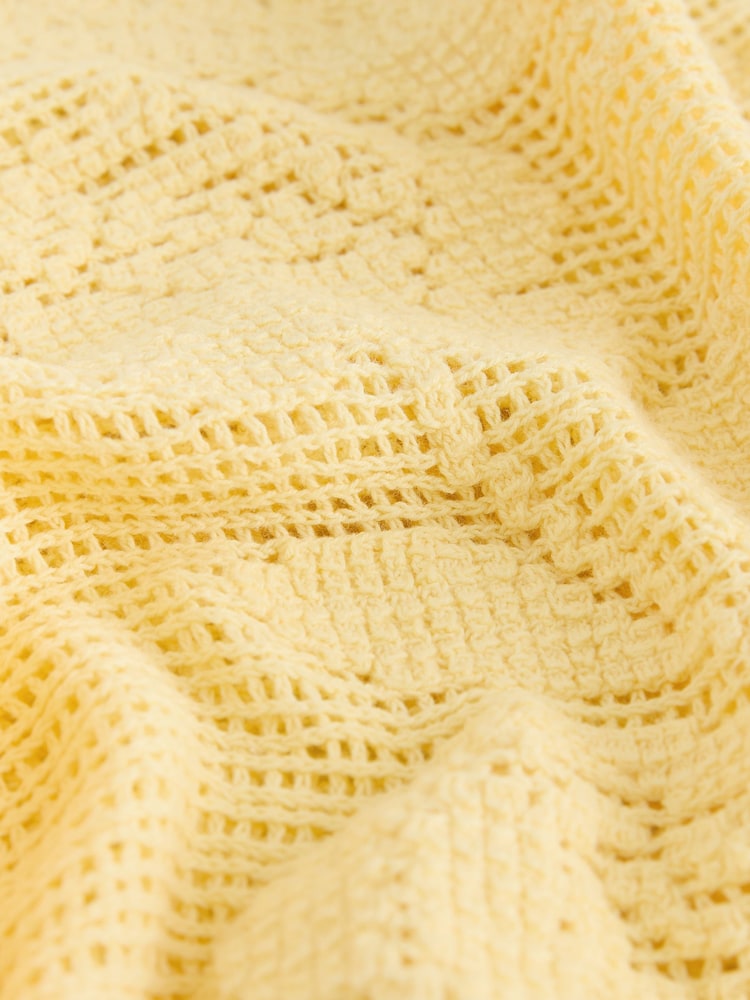 Light Yellow Floral Crochet Short Sleeve Crew Neck T-Shirt - Image 2 of 3