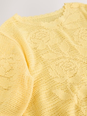 Açıq Sarı Çap - Toxunma Qısa Qollu Kürək Yaxalı Köynək - 7şəkildən 7 şəkil