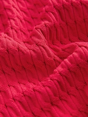 Rot - Skinny-Poloshirt mit Zopfmuster - Bild 2 von 3