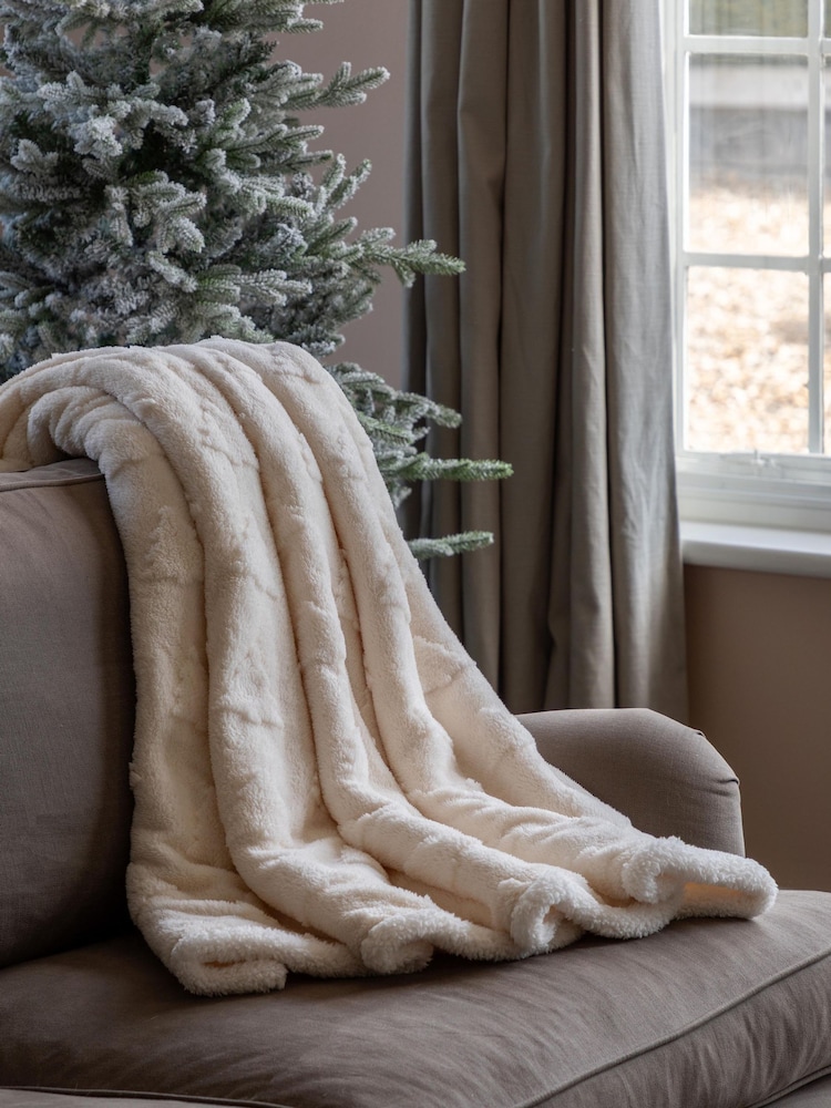 Gallery Home Cream Luxe Christmas Tree Sherpa Throw - Image 1 of 6 Gallery Home Cream Luxe Christmas Tree Sherpa Throw - Image 1 of 6