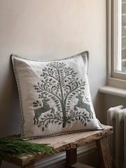 Gallery Home Green Woodland Tree Scene Embroidered Cushion - Image 1 of 5