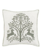Gallery Home Green Woodland Tree Scene Embroidered Cushion - Image 4 of 5