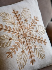 Gallery Home Cream Luxe Snowflake Embroidered Cushion - Image 2 of 6