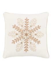 Gallery Home Cream Luxe Snowflake Embroidered Cushion - Image 4 of 6