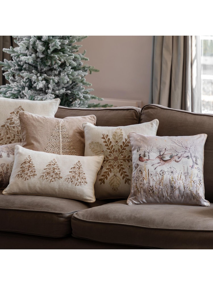 Gallery Home Cream Luxe Snowflake Embroidered Cushion - Image 6 of 6