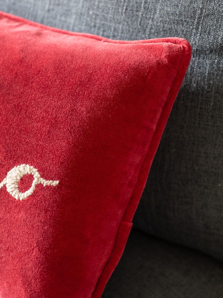 Gallery Home Red HoHoHo Chenille Embroidered Cushion - Image 2 of 5