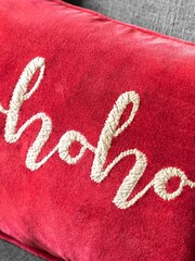 Gallery Home Red HoHoHo Chenille Embroidered Cushion - Image 3 of 5
