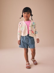Ecru Fluro Embroidered Crochet Cardigan (3mths-7yrs) - Image 2 of 8
