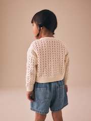 Ecru Fluro Embroidered Crochet Cardigan (3mths-7yrs) - Image 3 of 8