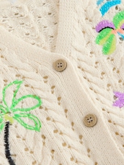 Ecru Fluro Embroidered Crochet Cardigan (3mths-7yrs) - Image 8 of 8