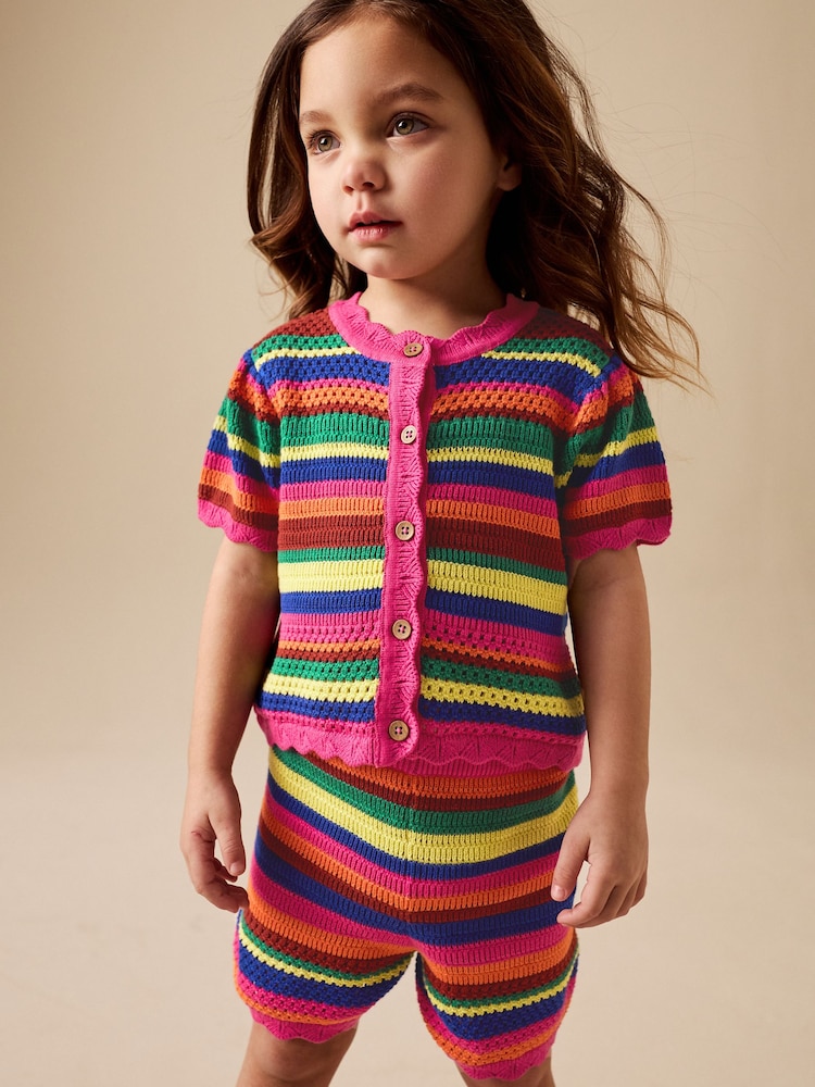 Dundă strălucitoare - Knitted Shorts And Cardigan Set (3mths-7yrs) - Imaginea 1 din 8