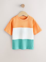 Naranja/Blanco/Azul - Camiseta de manga corta con bloques de color (3meses -7año) (3meses -7años) - Imagen 1 de 4