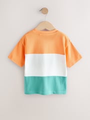 Naranja/Blanco/Azul - Camiseta de manga corta con bloques de color (3meses -7año) (3meses -7años) - Imagen 2 de 4