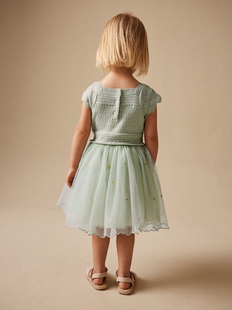 Buy Sage Green Floral Crochet & Tulle Party Dress (3mths-10yrs) from Next USA Buy Sage Green Floral Crochet & Tulle Party Dress (3mths-10yrs) from Next USA