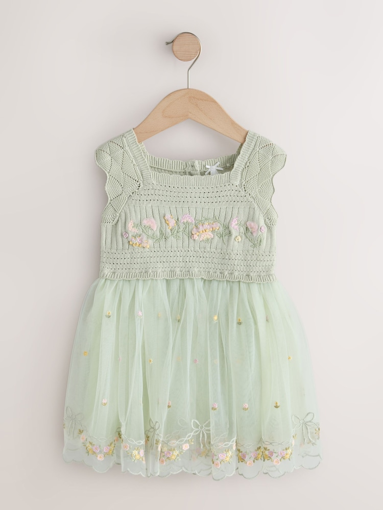 Buy Sage Green Floral Crochet & Tulle Party Dress (3mths-10yrs) from Next USA Buy Sage Green Floral Crochet & Tulle Party Dress (3mths-10yrs) from Next USA