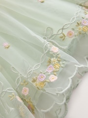 Sage Green Floral Crochet & Tulle Party Dress (3mths-10yrs) - Image 8 of 8