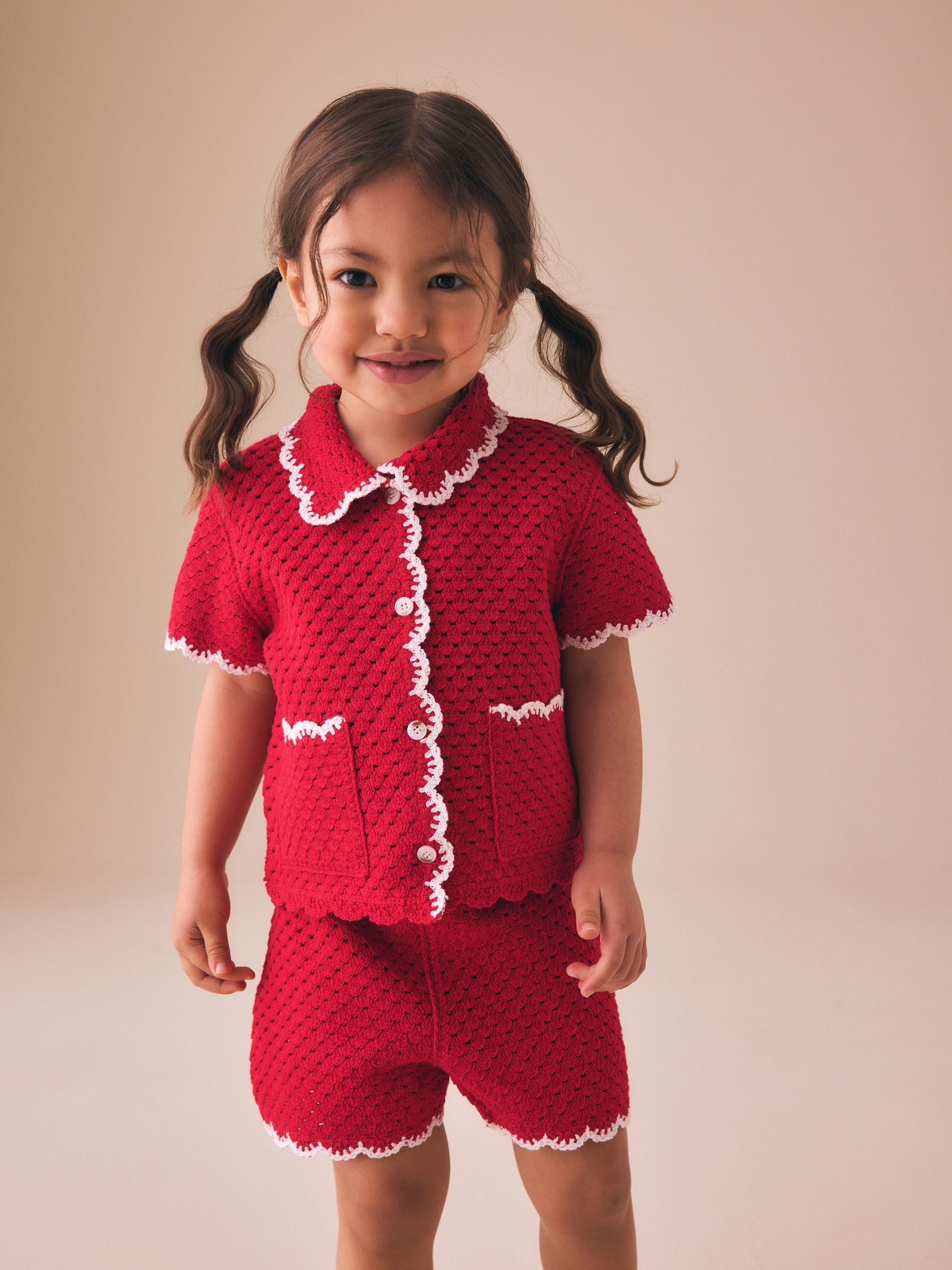Buy Red Scallop Edge Crochet Set (3mths-7yrs) from Next USA