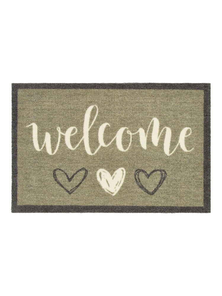 My Mat Sage Green Welcome Hearts Mat - Image 2 of 4