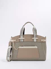 River Island Brown Panelled Webbing Handle Tote Bag - Image 1 of 6