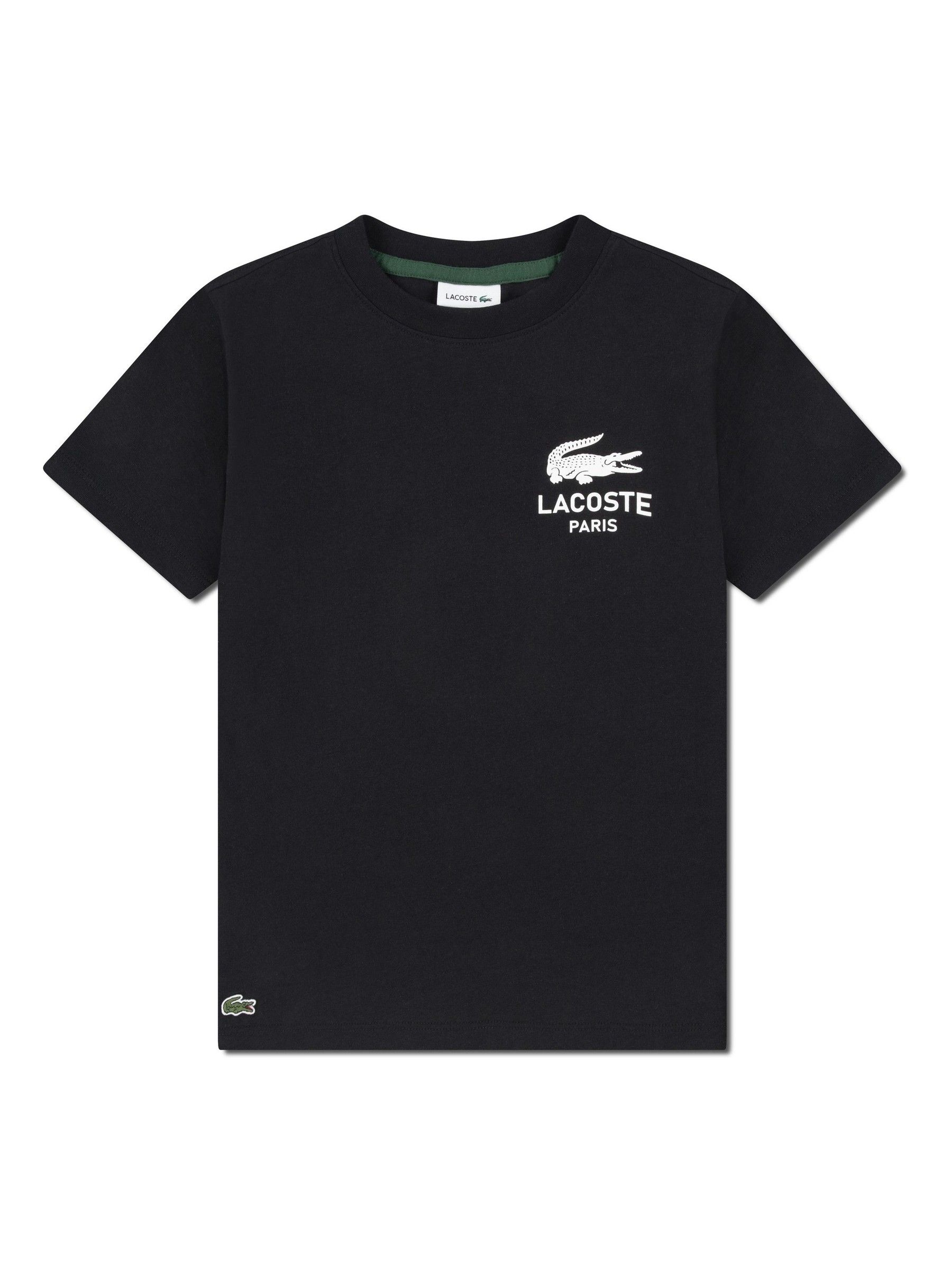 Buy Lacoste Black Graphic Core Logo T-Shirt With Back Print